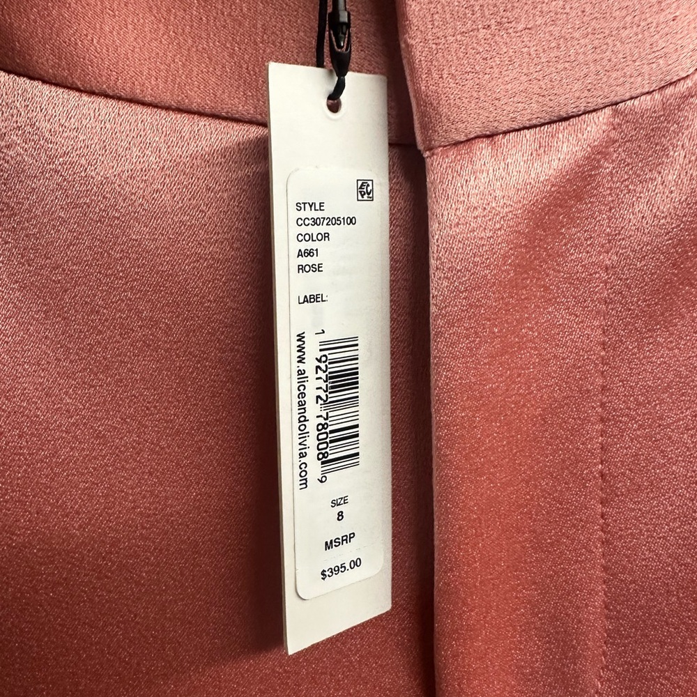 Alice + Olivia Deanna Satin Bootcut Trousers in Rose - Picture 8 of 9